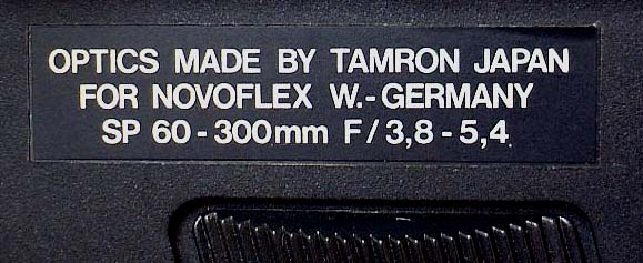 Tamron SP 60-300mm/f3.8-5.4 for Novoflex